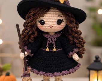 Luna Little Witch Crochet Pattern PDF, Amigurumi Doll Tutorial, Halloween Character, Instant Digital Download, Beginner Friendly Easy Craft