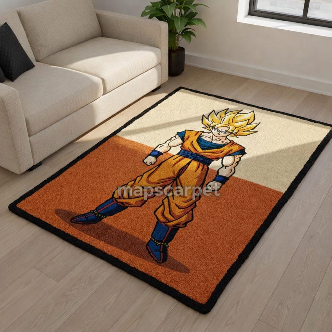Handmade Super Saiyan Warrior Rug – Bold Anime Character Floor Decor - Etsy