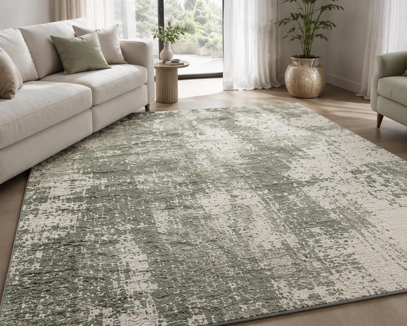 Sage Green & off White Abstract Hand Tufted Wool Rug - Etsy