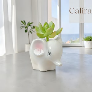 Ceramic Elephant Flower Vase, Farmyard Animal Inspired Home Decor, Nature Style Potter