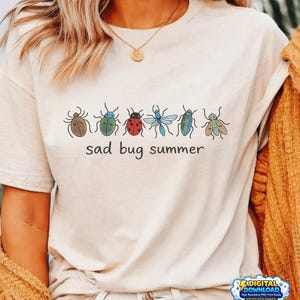 Sad Bug Summer PNG, Funny Insect PNG, Cottagecore Bug Design, Watercolor Beetle Art, Indie Aesthetic Clipart, Nature Lover Graphic