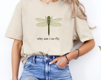 ¿Por qué soy tan genial? Divertido diseño PNG de juego de palabras de libélula para amantes de los insectos. Linda ilustración sarcástica de insecto. Descarga digital.