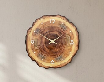 Live Edge Wood Slice-klok - stille kwarts, rustiek huisdecor