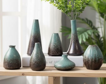 Handgemaakte keramische knopvaas - Japans Wabi-Sabi Zen-decor