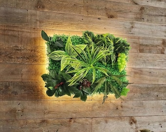 Faux Plant Wall Panel - Tropical Fern & Foliage Backdrop (40x60cm)