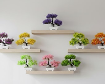 Kleurrijke mini-kunstbonsaiboom - Zen-bureaudecor en neppotplant voor thuiskantoor