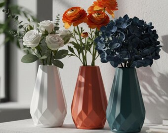 Moderne geometrische diamanten vaas – onbreekbare plastic knopvaas, woondecoratie in Scandinavische stijl