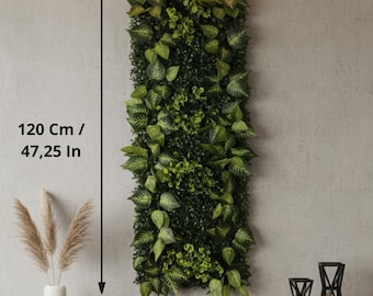Muurkunst imitatiemos met drijfhout - groot groen paneel, biofiel decor