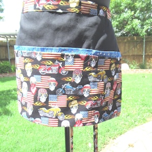 Motorcycle Skull Half Apron: Patriotic BBQ Server Apron 1776
