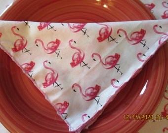 Flamingo Napkins , fabric Pink flamingos on dinner napkins or cocktail napkins