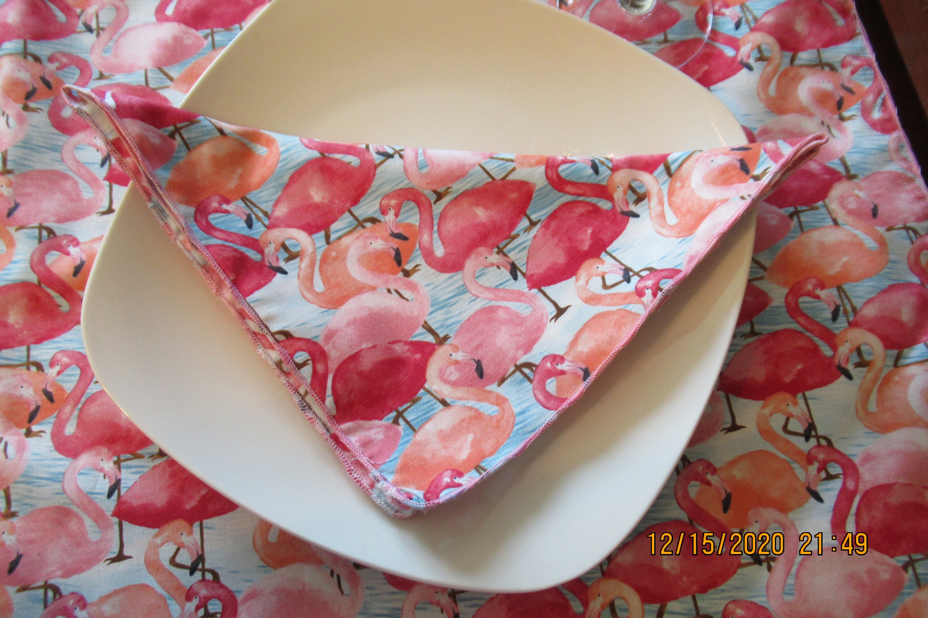 Pink and Salmon cloth Flamingos Napkins Dinner and cocktail napkins