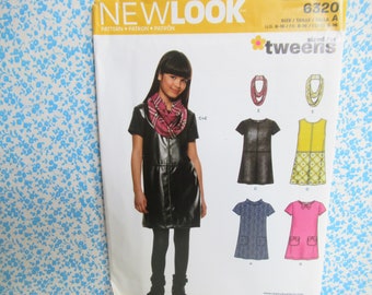 New Look Tweens paper pattern, uncut  #6320  dress and scarf