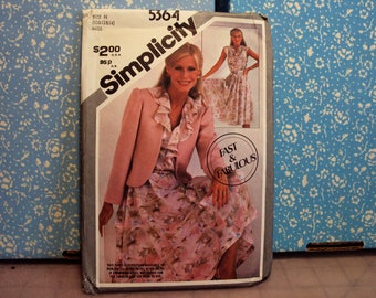 Simplicity pattern # 5364, dress with Jacket, pattern is uncut, shipping included 1980's style--very easy