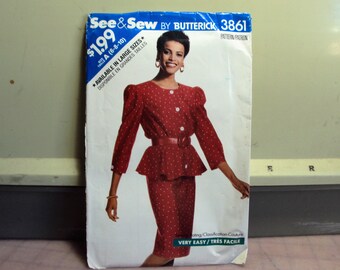 two piece dress/suit from 1989,  See and Sew Butterick retro pattern, factory folded and uncut