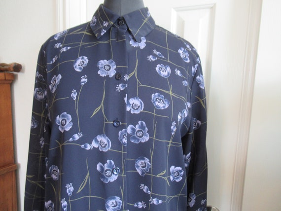 Womens shirt navy with grey flowers  size 12 - image 1