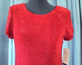 Red A-line Dress with silver sparkles--wonderful for the holiday parties or cruise wear