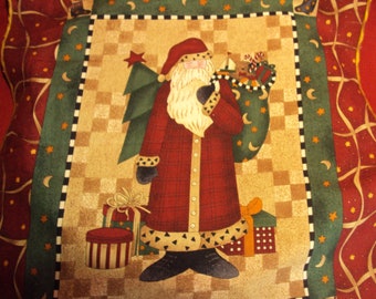 Santa Claus with gifts,  set of four cloth napkins  quilting fabric, pillow fabric