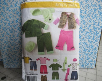 Baby paper pattern pants, jacket, vest, hat, vest, scarf  Simplicity 3582  cut pattern