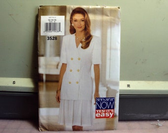Two piece dress pattern, 1990s style, pattern is uncut, factorie folded