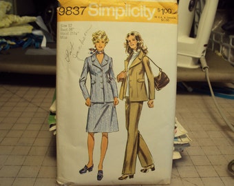 Vintage Pattern  jacket, skirt, pants from 1971  Simplicity pattern # 9837  shipping included