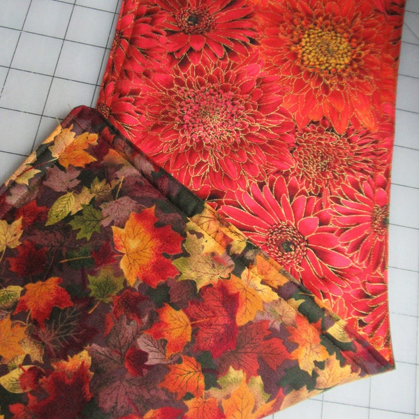 Toilret tank cover, small table runner, Autumn leaves reverses to various designs