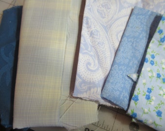 Blue scrap fabrics, hand stitching, quilting, blender fabrics, kids crafts