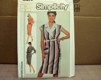 Womens shirtwaist dress, notched collar, sleeve variations, Simplicity 7378, retro pattern 1980s style