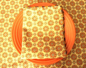 Gold Tile Print Fabric Napkins - Set of Six - Thanksgiving Table