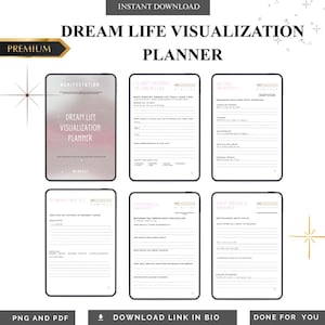 Dream Life Visualization Planner | Future Reality Roadmap Blueprint | Manifestation Success Audit System | PDF PNG Identity Vision Kit