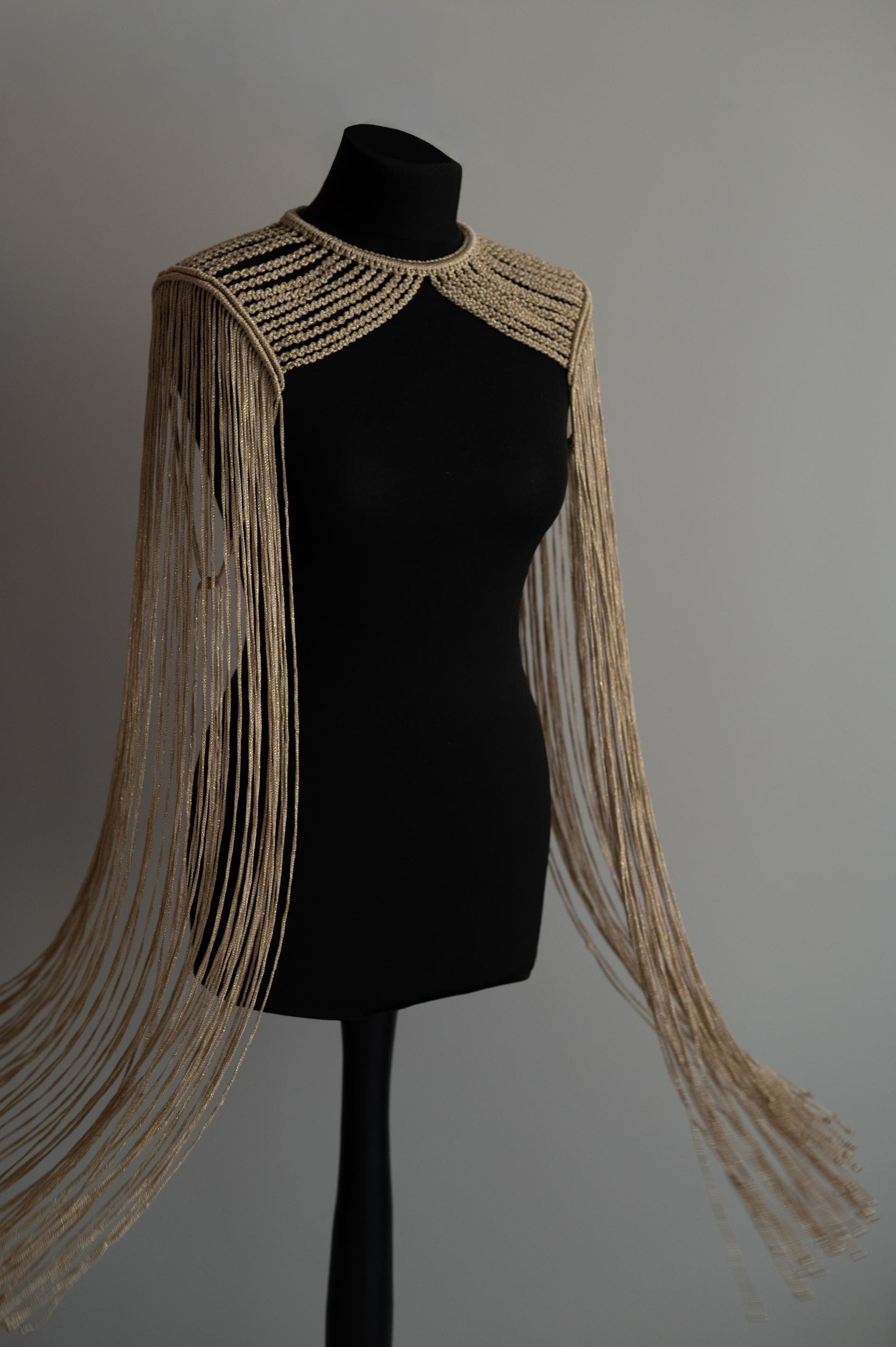 gold shrugs for dresses uk Gold Glittery Sequin Fringe Bolero | Ladies Shrug