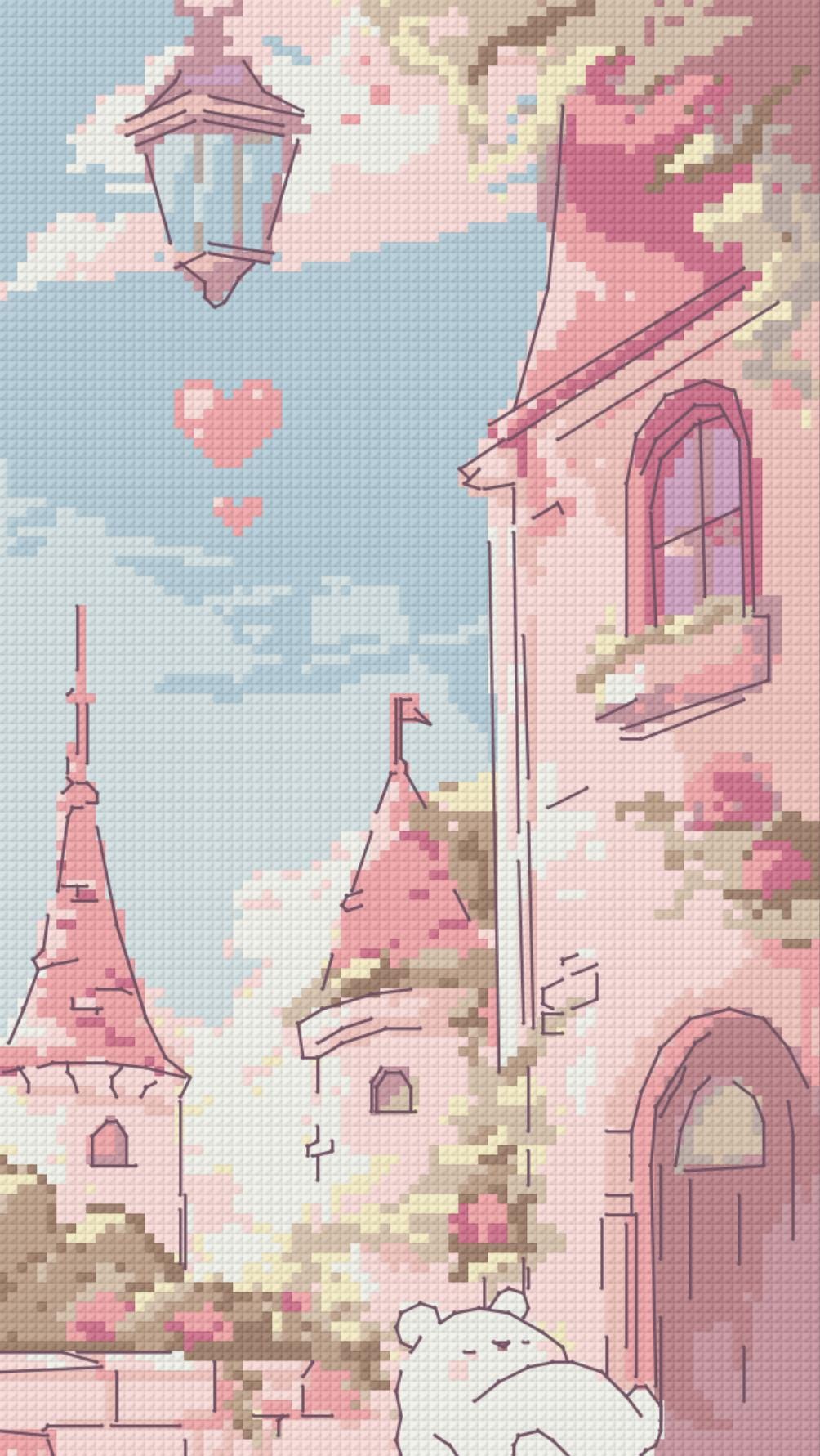 Dreamy Pink Castle Cross Stitch Pattern PDF/SAGA/DIZE - Etsy