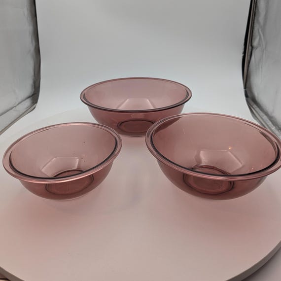 Vintage PYREX Cranberry/ Purple Mixing Bowl 3-piece Set - Etsy