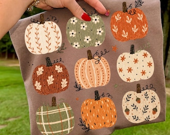 Bohopompoen png, preppy herfstpompoensublimatie, schattig patroonpompoenontwerp, coquette herfstshirt png, trendy Thanksgiving png