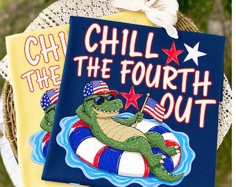 Chill the Fourth Out Dinosaur PNG, Funny Patriotic Dinosaur png, Kids 4th of July png, T Rex Boys Kids shirt design (Digital Download)