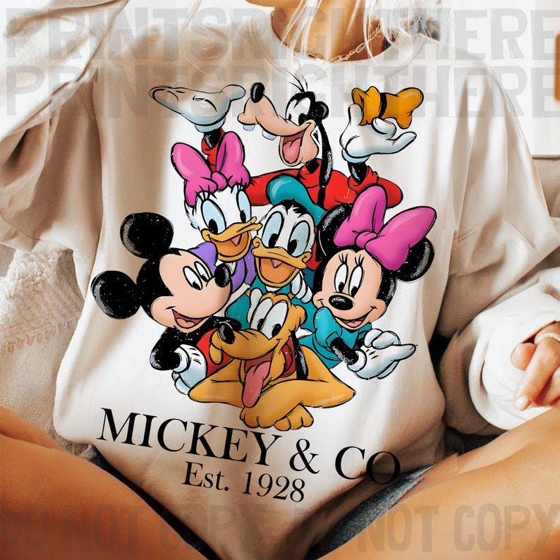 Retro Mickey Mouse and Friends Signatures Png File, Disneyland Characters Magical Digital Download, Disneyworld Mouse Head Png, Mikey & Co image 2