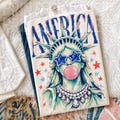 Preppy Brushstroke Statue of Liberty Blowing Bubble Png, USA Png, America 4th July Png Design, Girly Png product logo