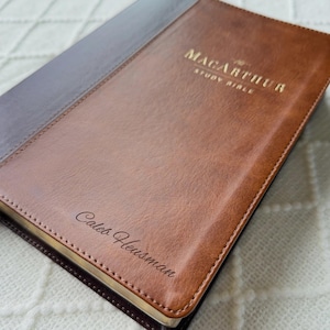Personalized LSB MacArthur Study Bible — Brown Leathersoft, Legacy Standard Bible, Christian Gift for Men