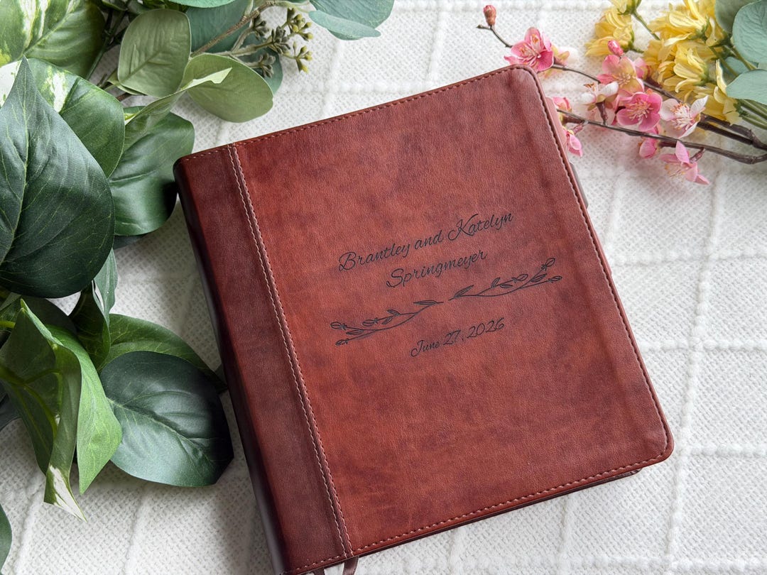 ESV Bible Wedding Guestbook - Personalized Engraved Couple Names & Date - Journaling Study Bible with Tabs