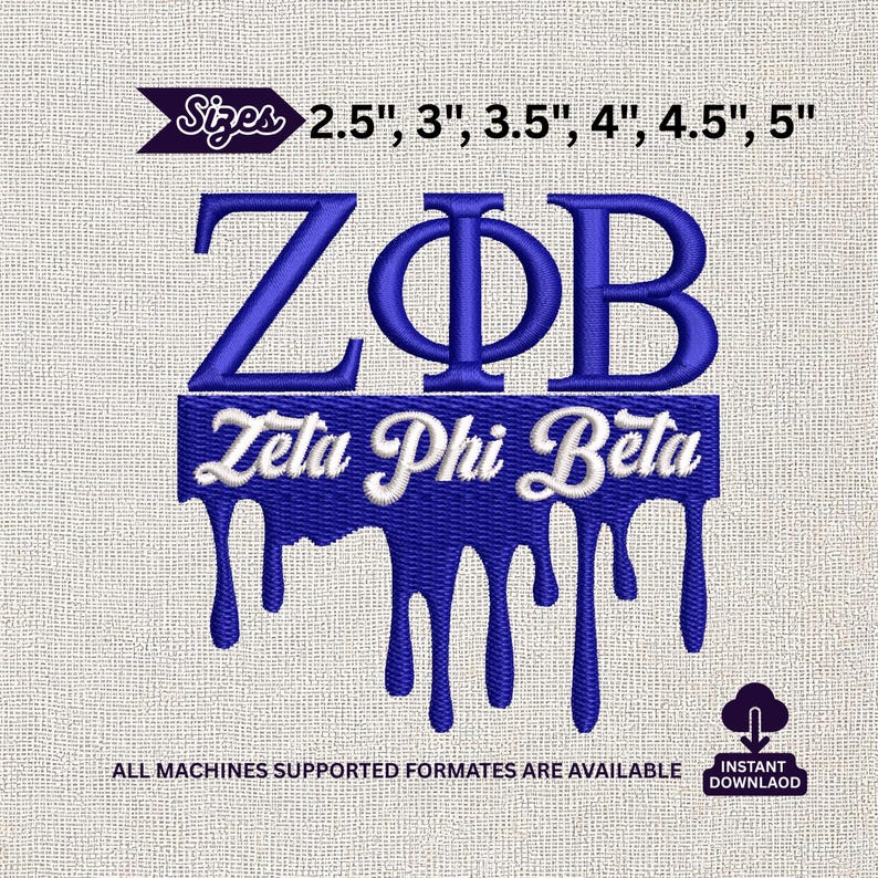 Zeta Phi Beta Embroidery Design, ZPB Sorority Machine File, Greek ...