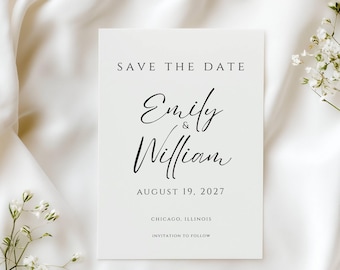 Minimal Save the Date Template 5x7 | Editable Canva Wedding Save the Date | Elegant Simple Wedding Announcement Card