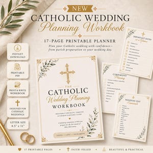 Catholic Wedding Planning Workbook | Printable Wedding Planner PDF | Marriage Preparation Checklist | Catholic Bride Guide