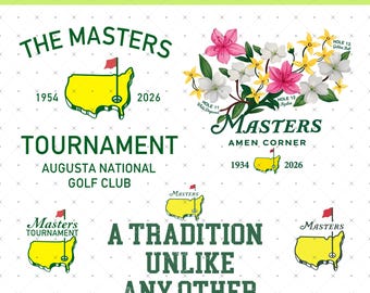 The Masters Tournament 1934–2026 PNG, Masters T-Shirt Design, Golf Fan, Golf Apparel, PNG Digital Download 16x18 inch, 300 DPI