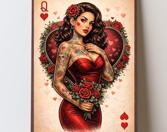Original Framed Sailor Jerry Tattoo Playing Card – Vintage