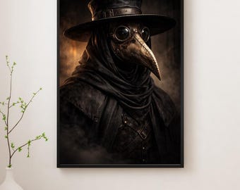 Realistic Plague Doctor Print: Gothic Dark Academia Wall Art Poster