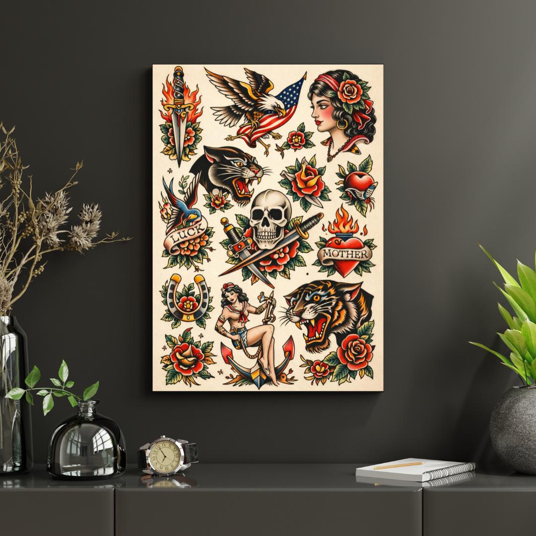 Traditional Tattoo Flash Print | Old School American Tattoo Art - Etsy
