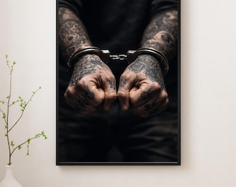 Tattooed Handcuffed Fists Art Print – Dark Gothic Photography