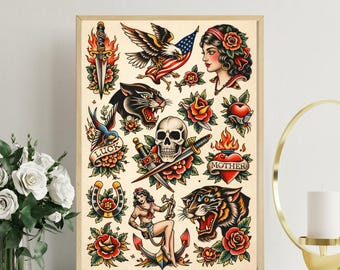 Traditional Tattoo Flash Print | Old School American Tattoo Art