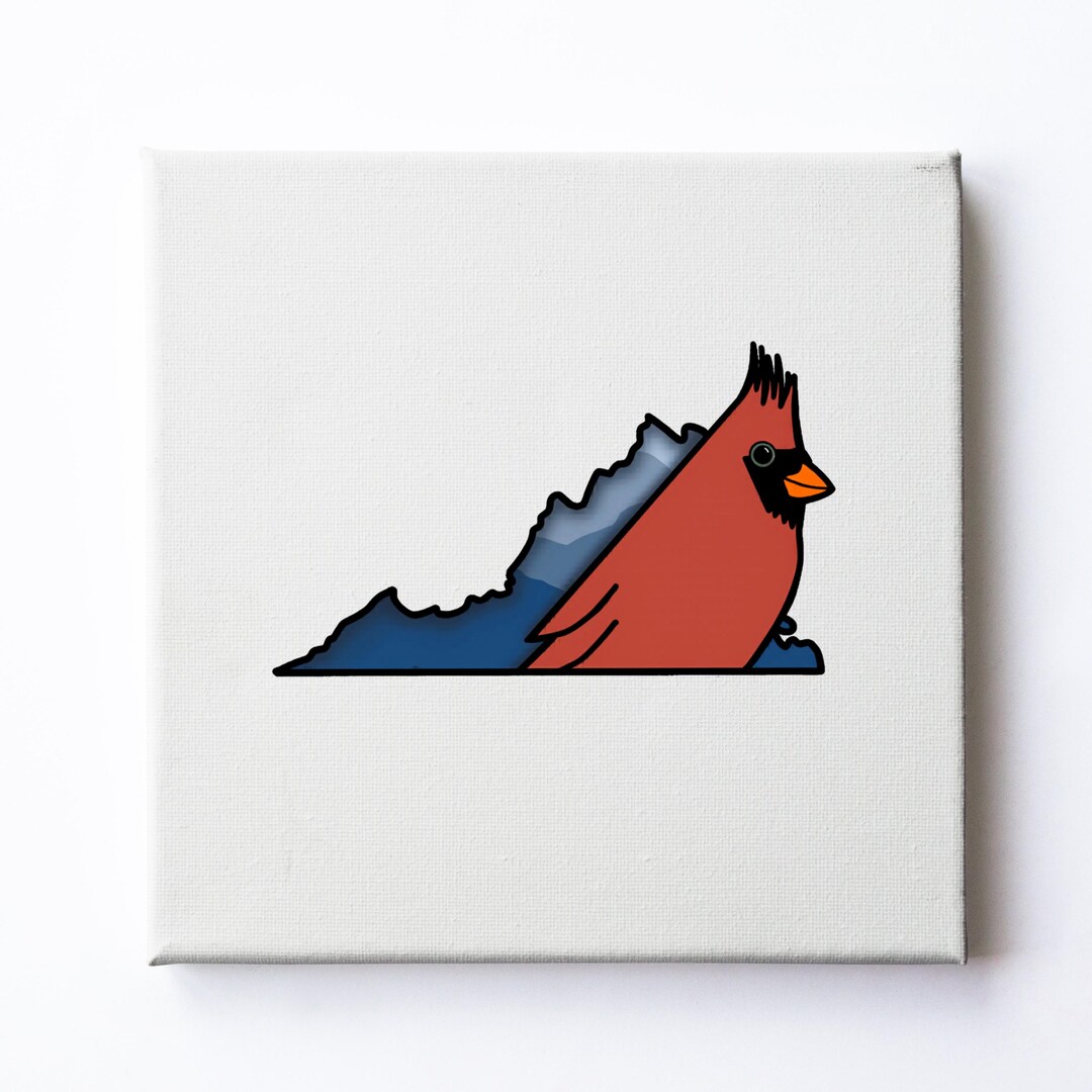 Virginia Cardinal Sign Cardinal Virginia Outline Canvas | Blue Ridge Mountain Scene - Etsy