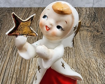 Vintage Christmas Angel with Gold Star figurine