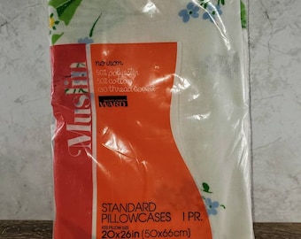Vintage Montgomery Ward No Iron Muslin Standard Pillowcases NOS NIP